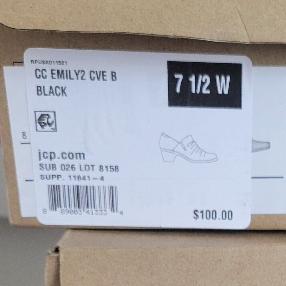 CLARKS Emily2 Cove Black Leather Heeled Comfort Bootie Mules Shoes - Picture 4 of 4